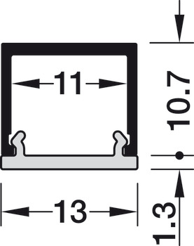 LED profil LOOX5, povrchový 2101, hliník, černý elox, 3v1 - LED profil + difuzor Opál + plastové koncové záslepky (2ks), 3m